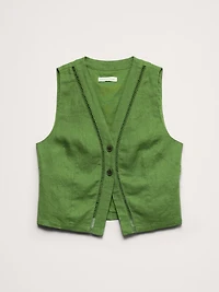 Linen Lace-Trim Vest