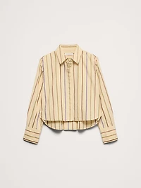 Cropped Cotton Poplin Shirt with Elbow Patches