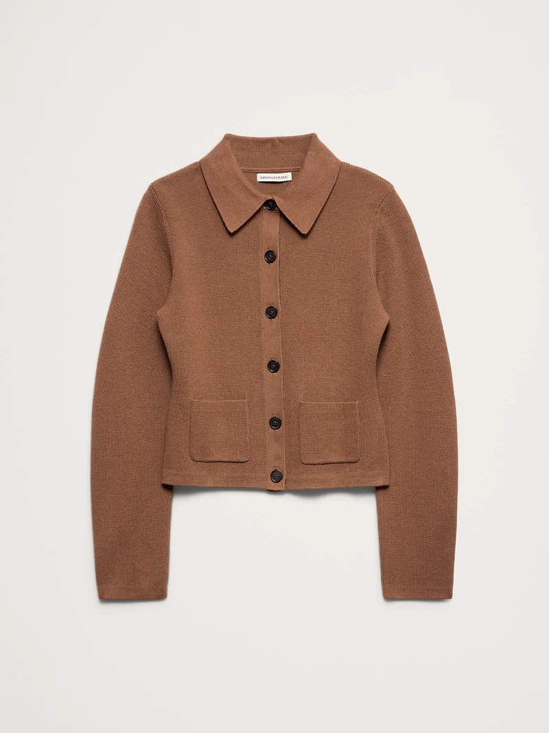 Larkspur Cotton-Silk Polo Cardigan