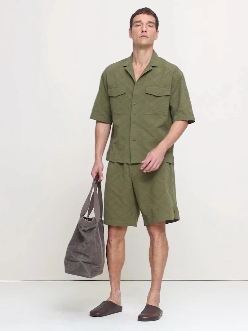 11" Cotton Jacquard Pull-On Short