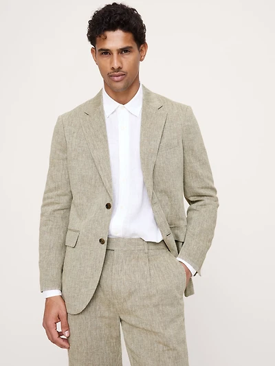 Green Linen-Cotton Suit Jacket