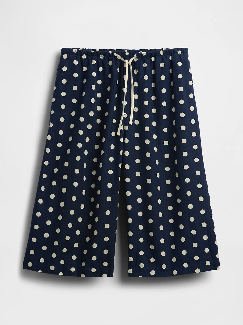 Linen-Blend Relaxed Easy Culotte Pants