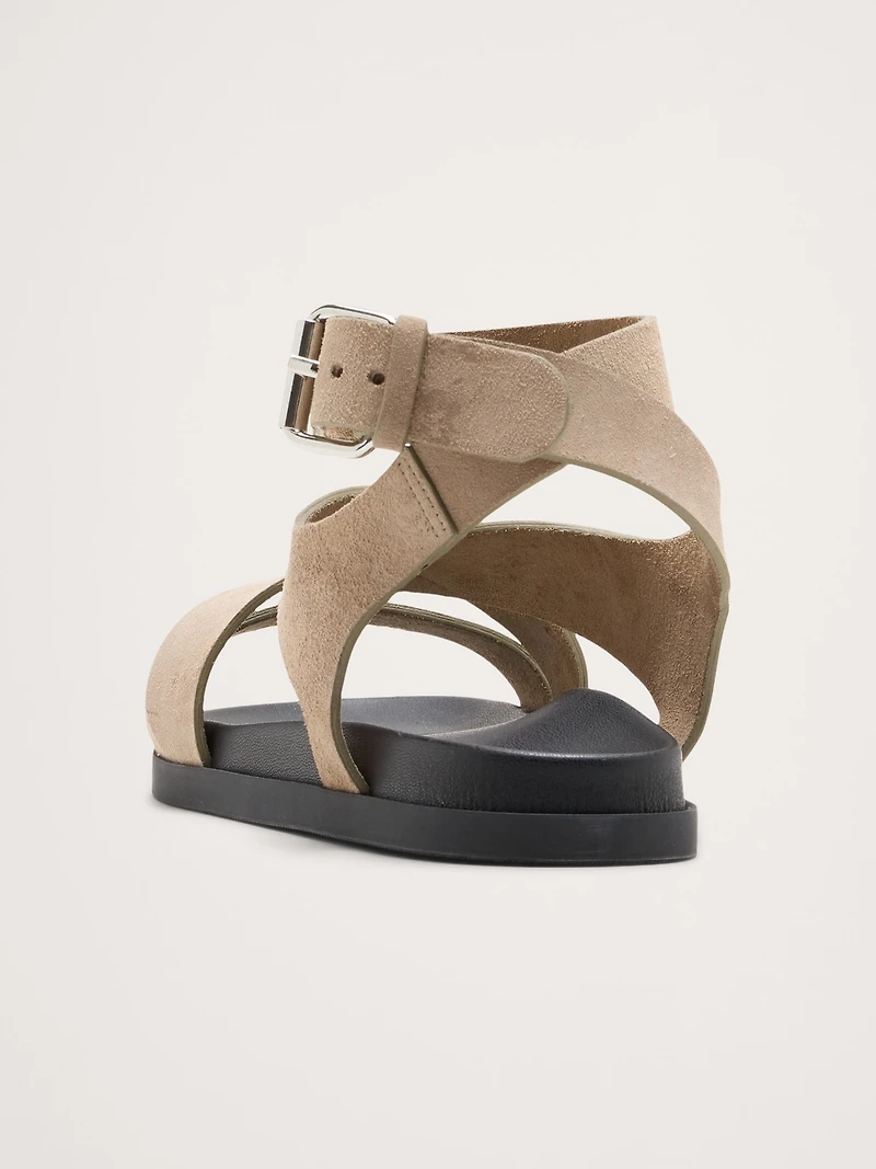 Italian Suede Ankle-Strap Sandal