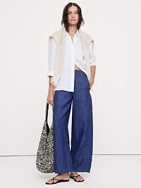 Mid-Rise Relaxed Painter Pull-On Pant Linen