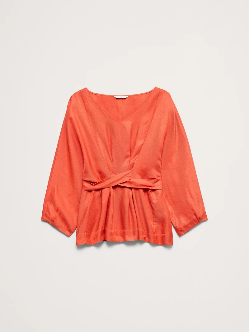 Viscose-Linen Pleated Top