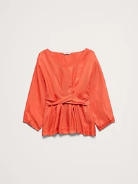 Viscose-Linen Pleated Top
