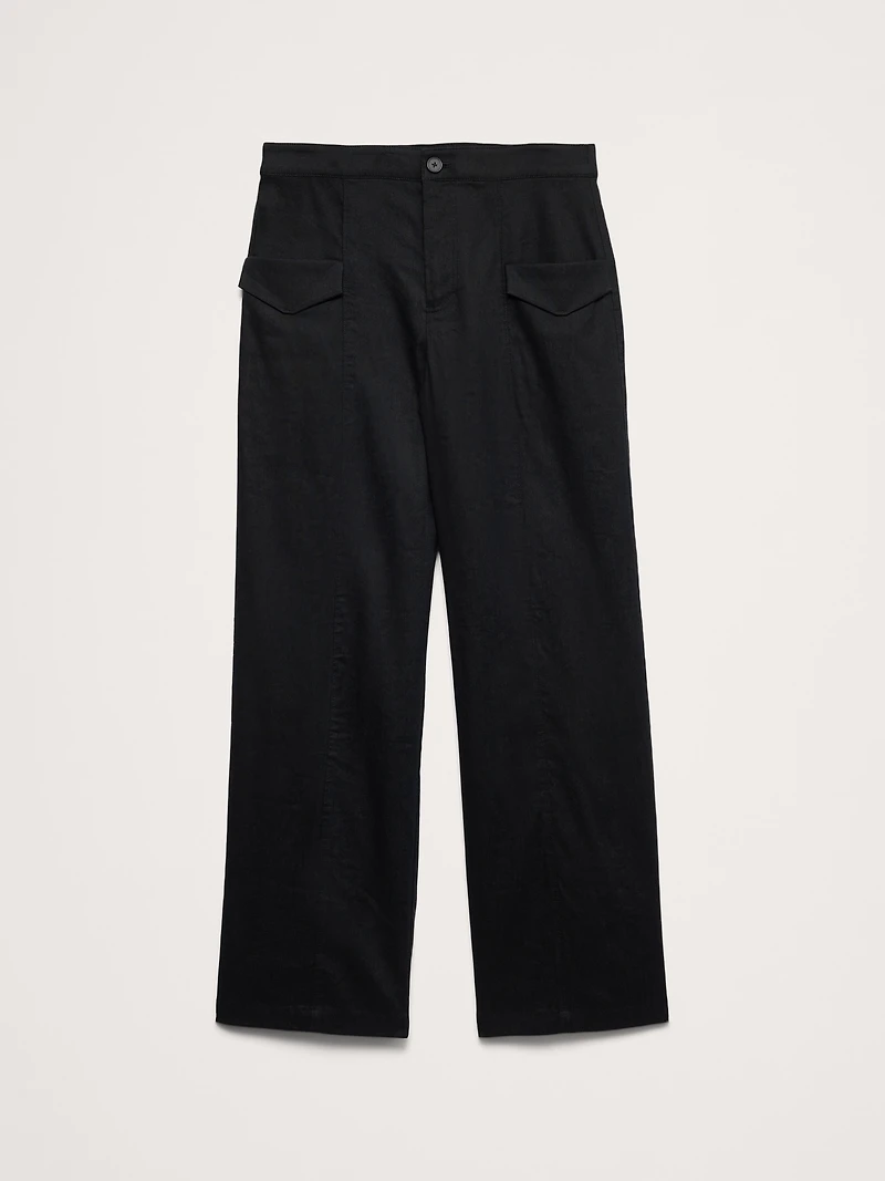 High-Rise Straight Utility Pant Stretch Linen-Viscose