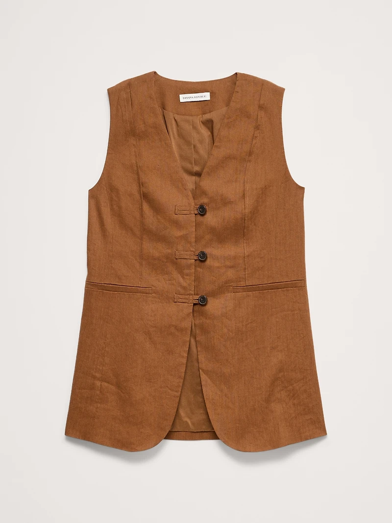 Stretch Linen-Viscose Long Vest