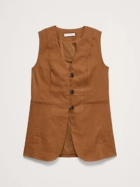 Stretch Linen-Viscose Long Vest