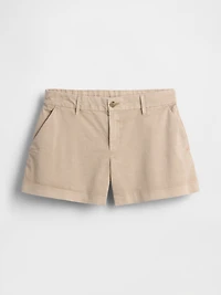 Mid Rise Khaki Shorts