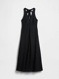 Linen-Blend Halter Maxi Dress