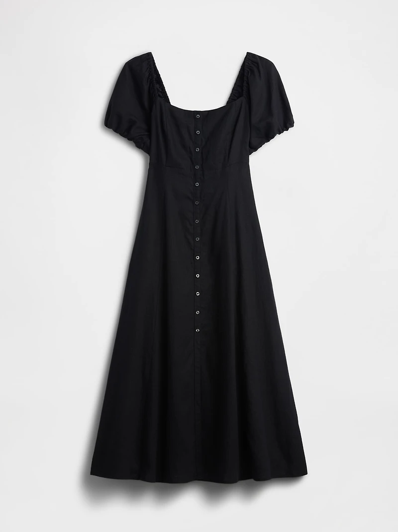 Linen-Blend Empire Waist Maxi Dress