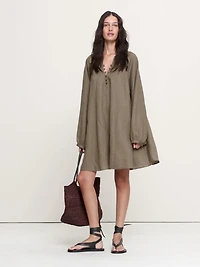 Linen Kaftan Mini Dress