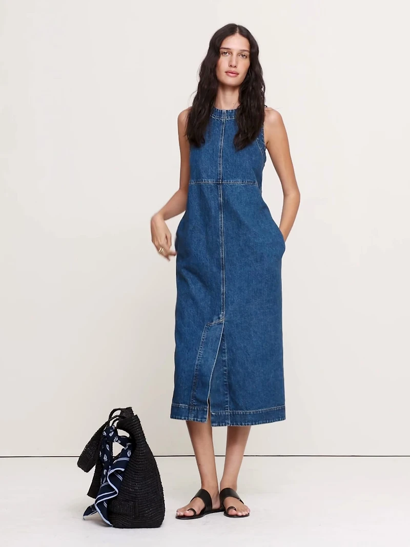 Denim Shift Midi Dress
