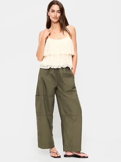 Mid-Rise Pull-On Cropped Utility Pants