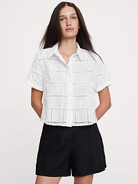 The Boxy Crop Shirt Embroidered Cotton