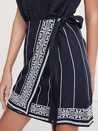 Embroidered Tencel™-Linen Wrap Dress