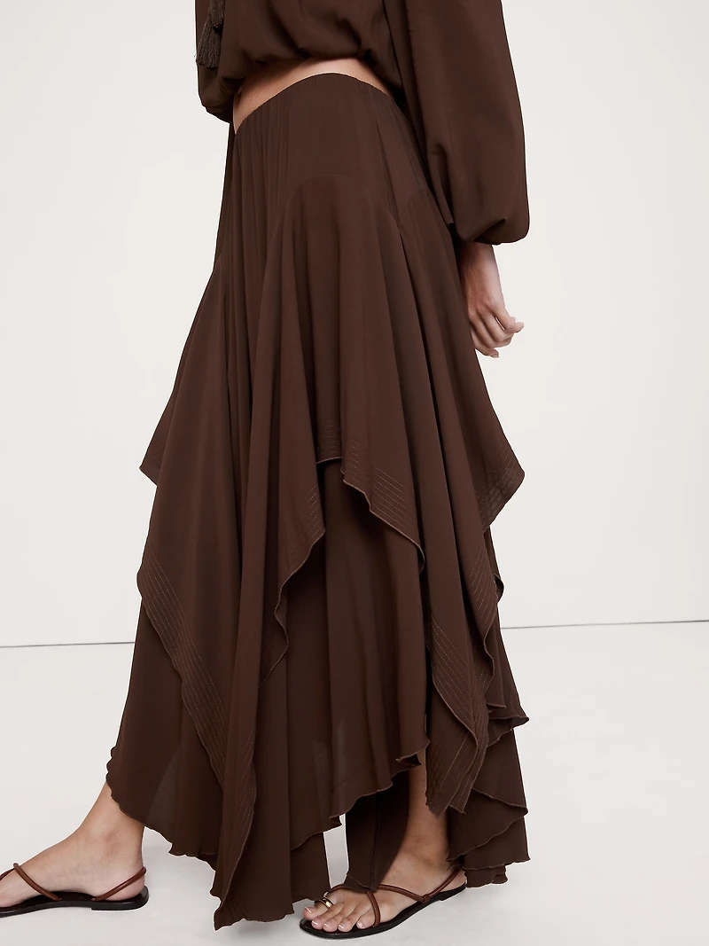 Drapey Georgette Ruffle Maxi Skirt