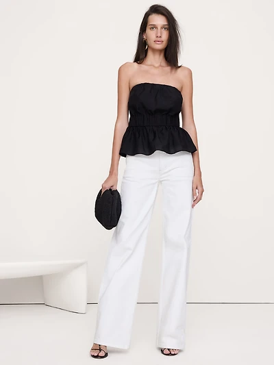 Strapless TENCEL™-Nylon Peplum Top