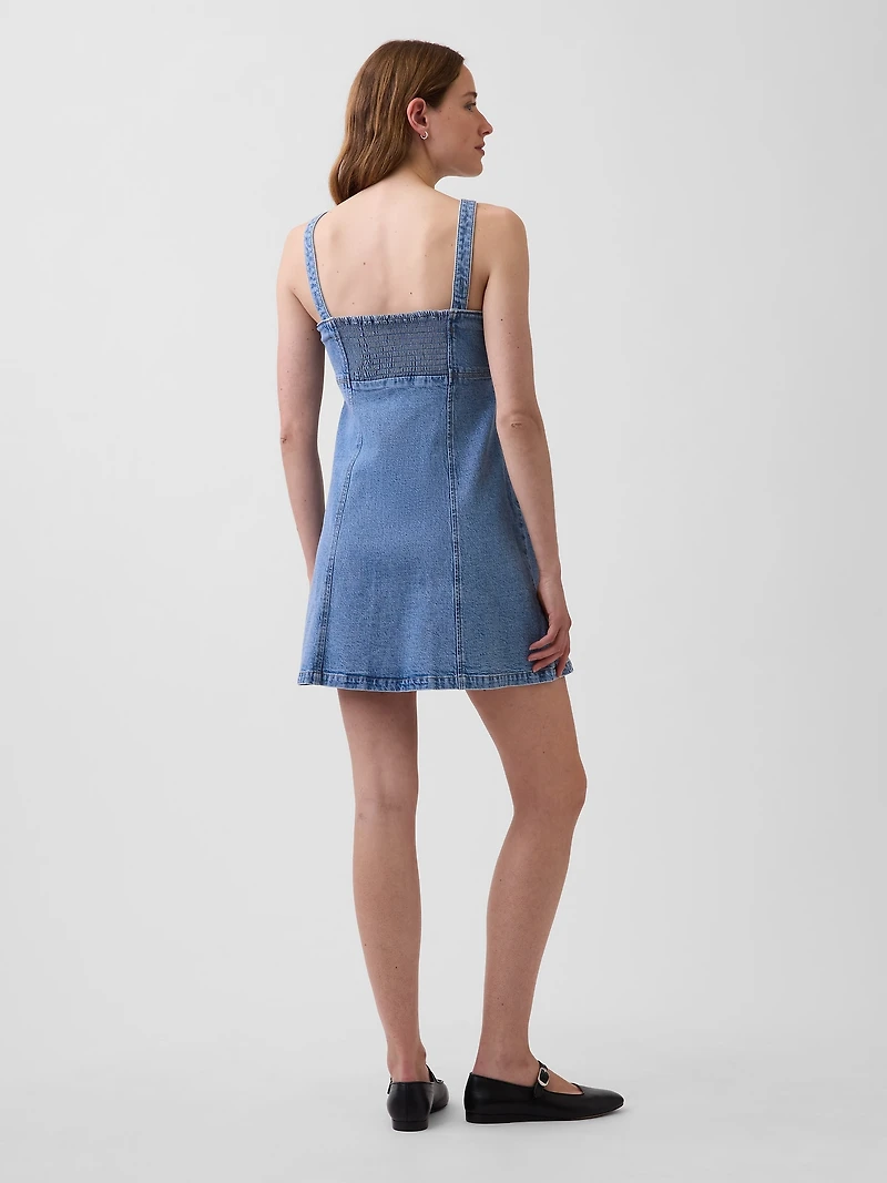 Denim Paneled Mini Dress