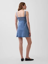 Denim Paneled Mini Dress