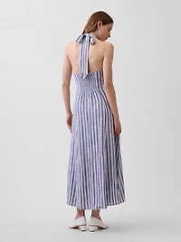 Linen-Blend Halter Maxi Dress