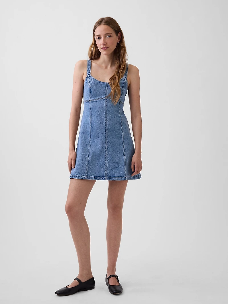Denim Paneled Mini Dress