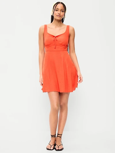 Fit & Flare Linen Mini Dress