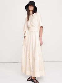 Cotton Poplin + Jersey Twisted Maxi Dress