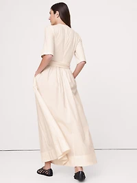 Cotton Poplin + Jersey Twisted Maxi Dress