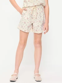 Printed High-Waisted Twill Shorts for Girls