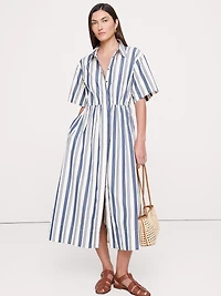 Poplin Open-Back Shirt Dress