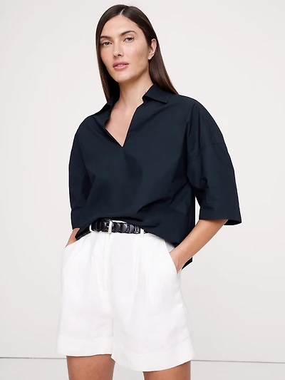 Cotton Poplin Popover Tunic
