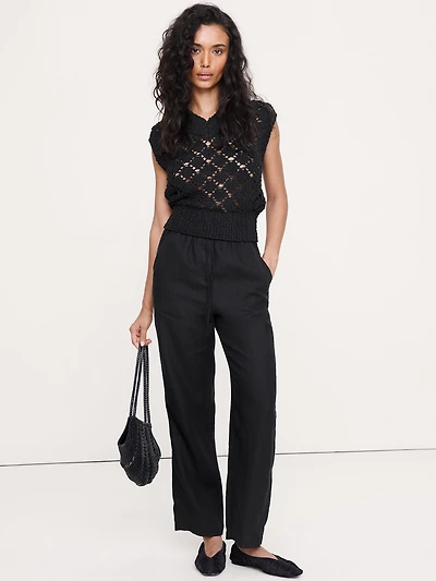 The Getaway Straight-Leg Pull-On Pant Linen