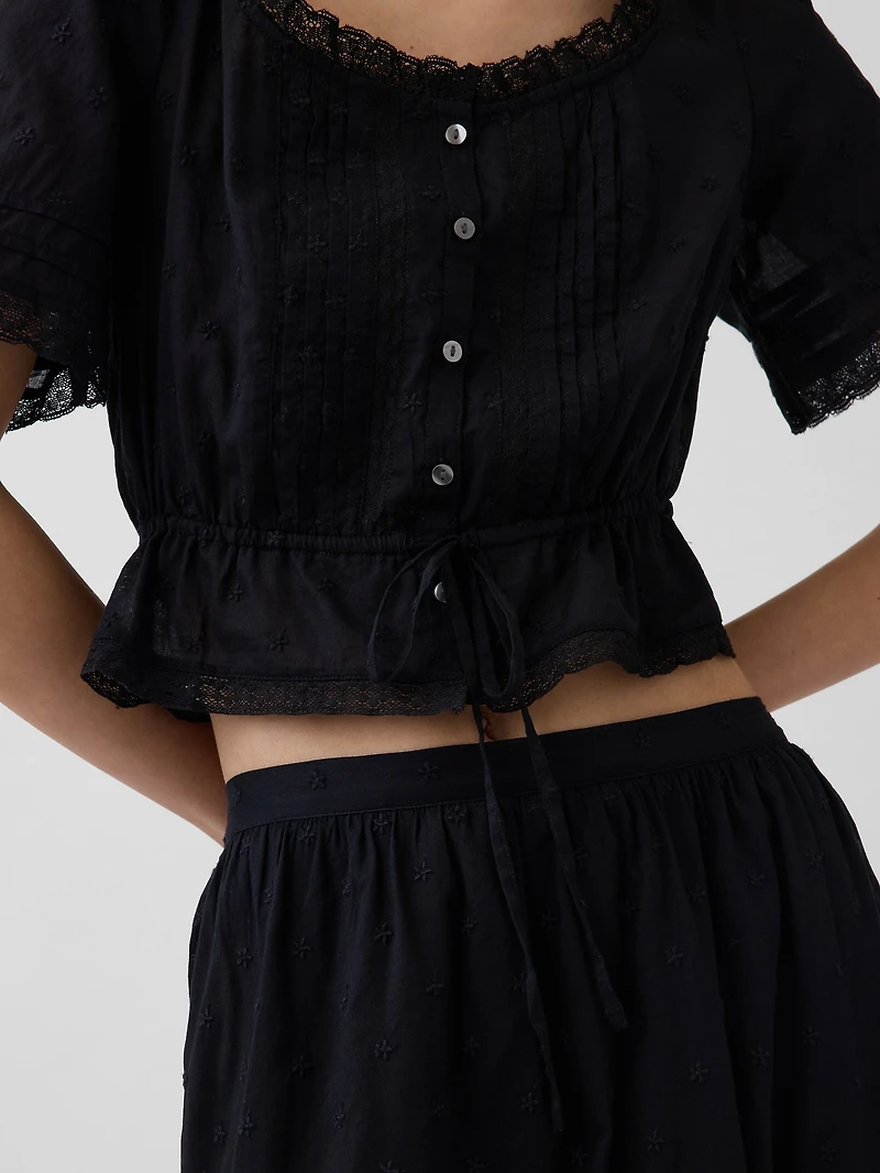 Lace-Trim Maxi Skirt