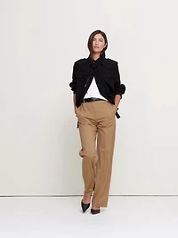 Ultra High-Rise Modern Straight Italian Lightweight Wool Pant