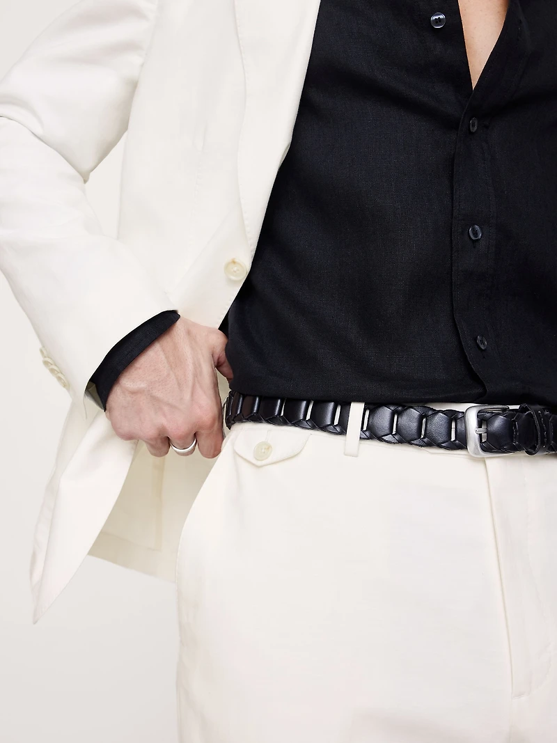 Tailored Slim-Fit Italian Cotton-Linen Suit Pant