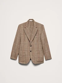 Italian Plaid Cotton-Linen Blazer