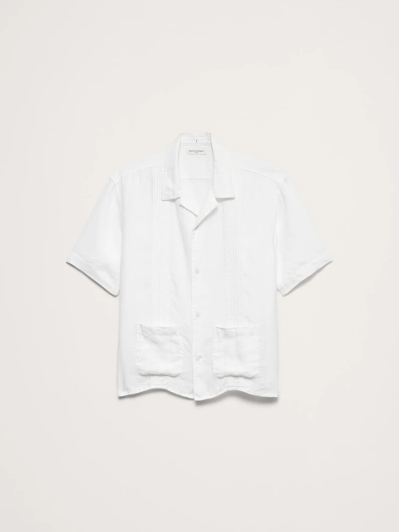 Relaxed-Fit Pleated Linen Resort Shirt