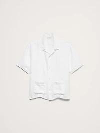 Relaxed-Fit Pleated Linen Resort Shirt