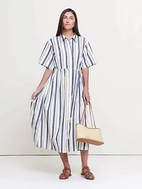 Poplin Open-Back Shirt Dress