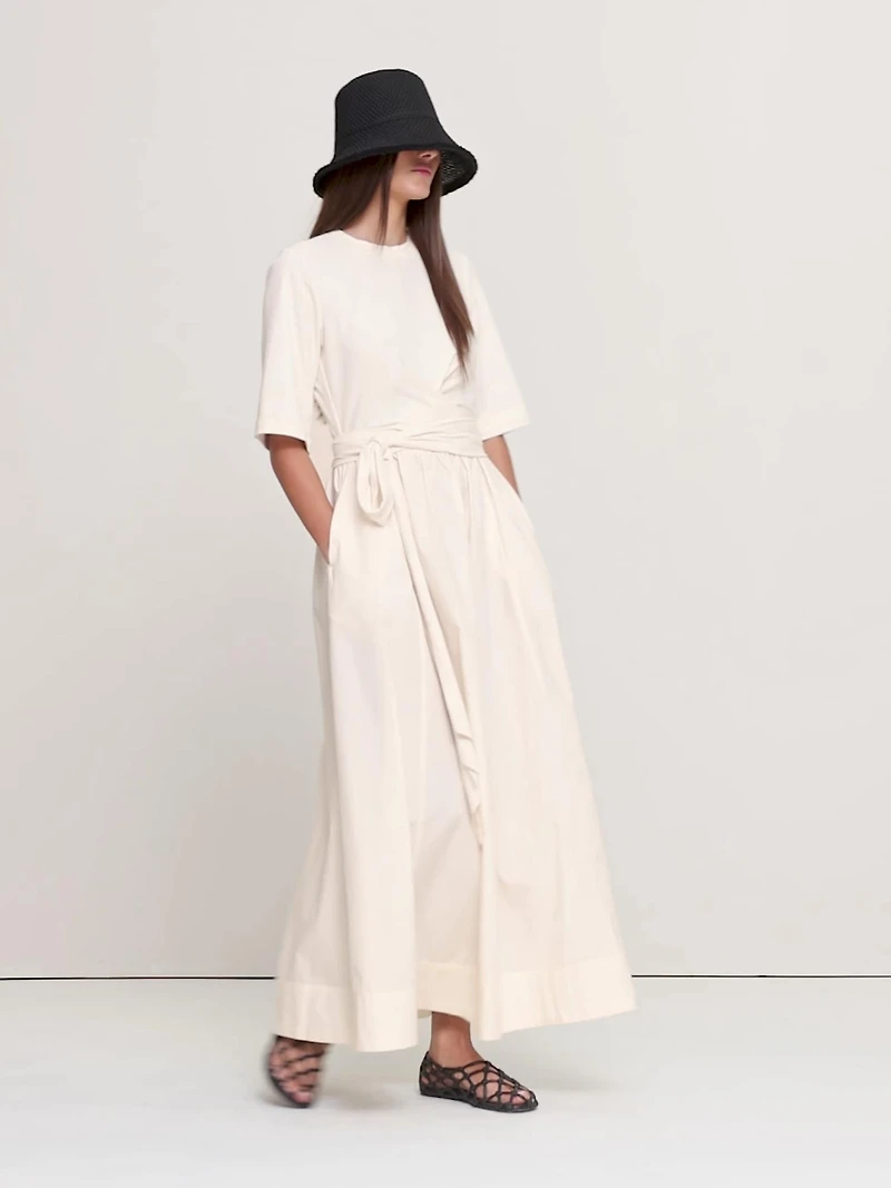 Cotton Poplin + Jersey Twisted Maxi Dress