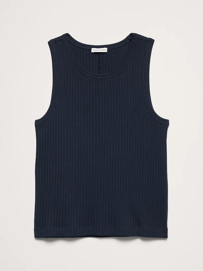 Ribbed Stretch-Cotton Tank