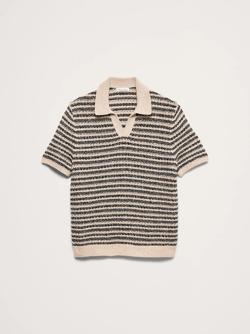 Bouclé Stripe Sweater Polo