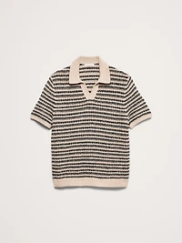 Bouclé Stripe Sweater Polo