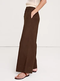 High-Rise Wide-Leg Linen Pull-On Ankle Pant