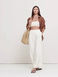 High-Rise Wide-Leg Linen Pull-On Ankle Pant