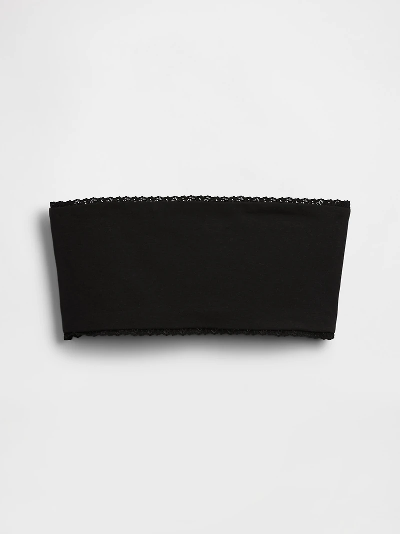 Organic Stretch Cotton Lace-Trim Bandeau Bralette