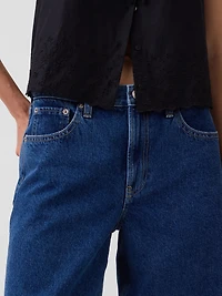 Mid Rise Longline Denim Shorts