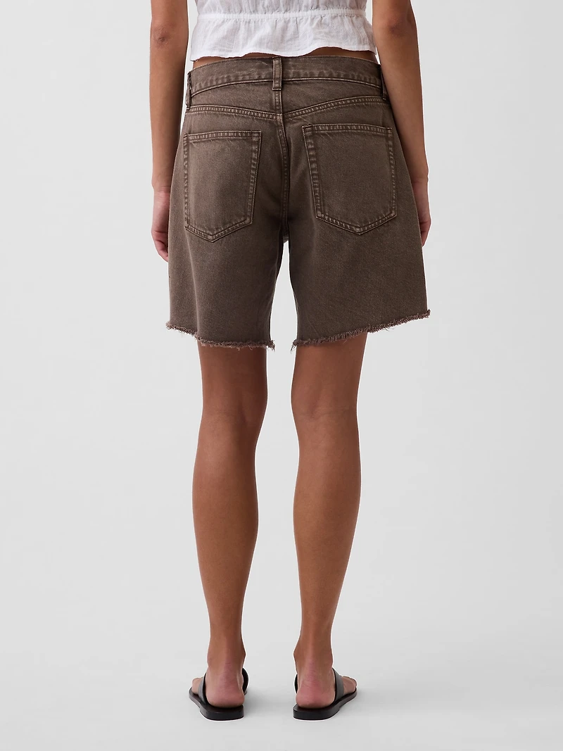 8" Mid Rise Loose Denim Bermuda Shorts